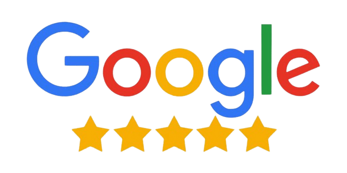 Google logo with five gold stars below, representing customer ratings for Briq dental.